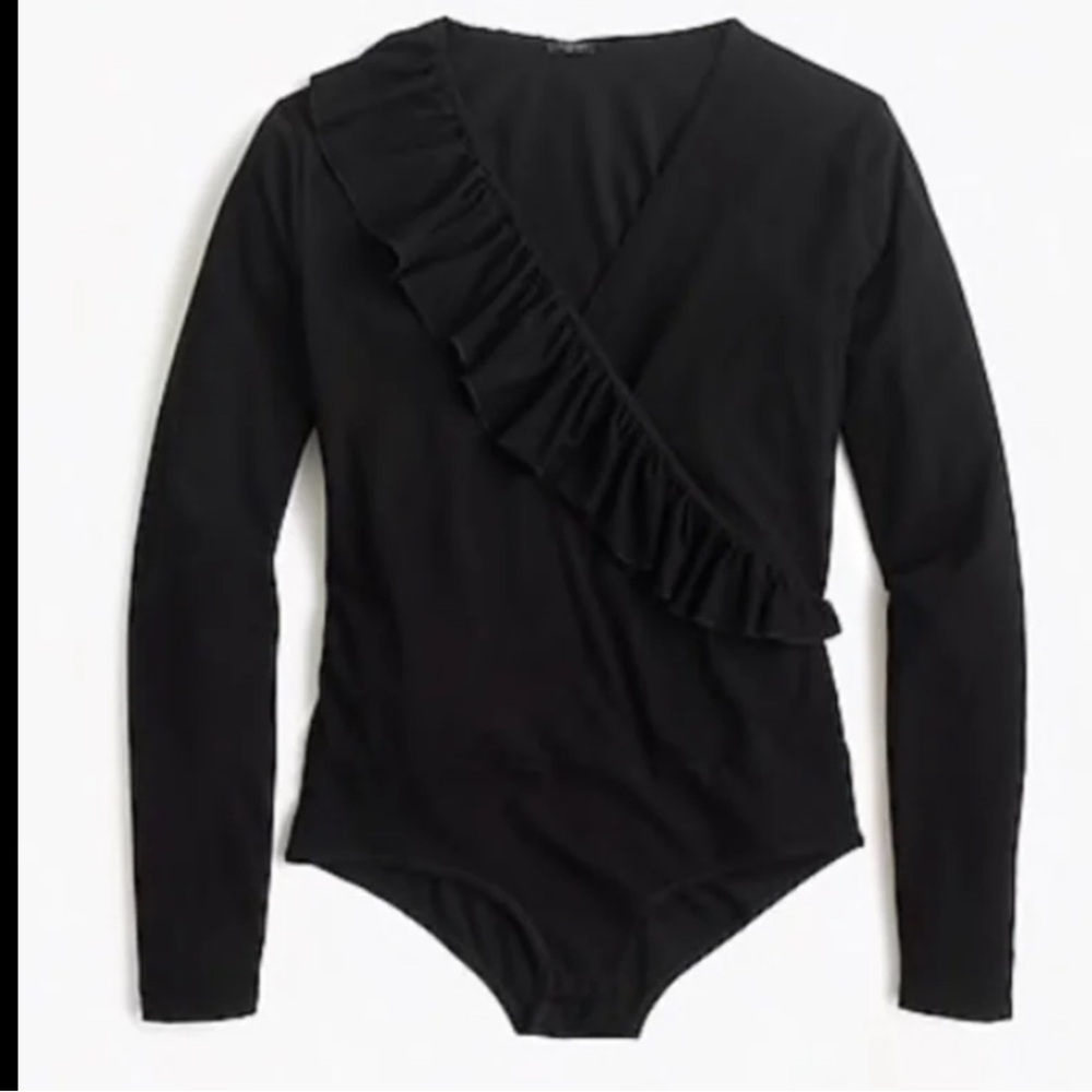 J Crew Ruffle-front wrap bodysuit